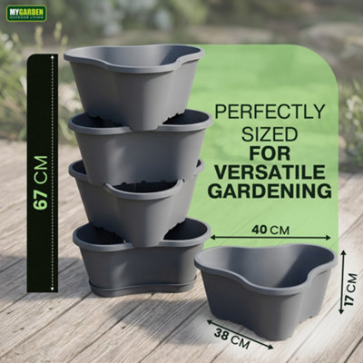 My Garden Stackable Planter Tower Pack of 4 Vertical Stackable Garden ...