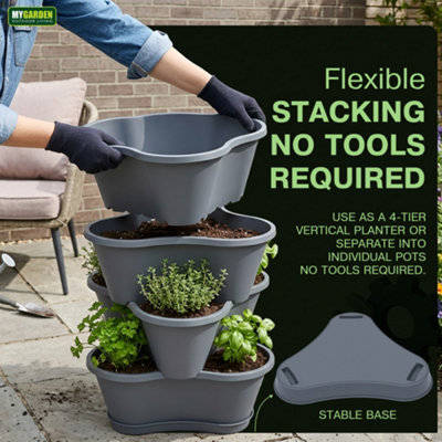 My Garden Stackable Planter Tower Pack of 4 Vertical Stackable Garden ...