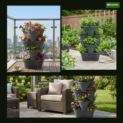 My Garden Stackable Planter Tower Pack of 4 Vertical Stackable Garden ...