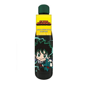 My Hero Academia Chibi Metal Water Bottle Black/Green/Red (One Size)