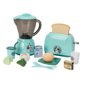 My Little Home Kids Toy Kitchen Breakfast Set - Electronic Toaster & Juicer with Lights & Sounds & 26 Piece Accessories