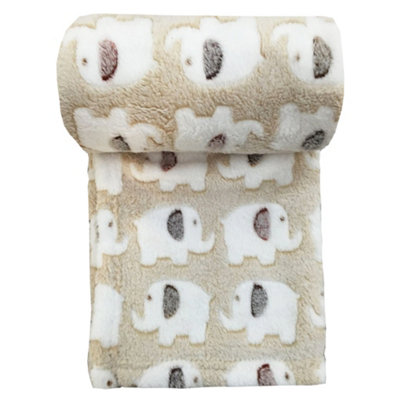 My Little World White Nursery Elephant Baby Blanket 75cm x 100cm