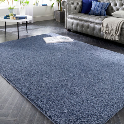 My Lux Luxurious Shaggy Smoke Blue 120CM x 170cm Washable Rug
