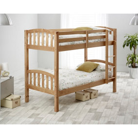 Mya Pine Wooden Single Bunk Bed With Orthopaedic Mattresses