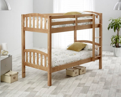 Mya Pine Wooden Single Bunk Bed With Spring Mattresses