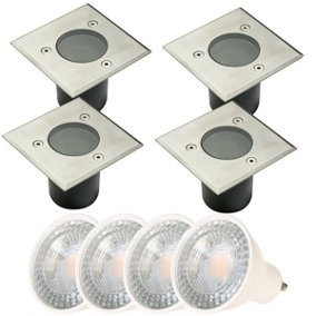 MYAH - CGC Four Square Small With Bulbs Stainless Steel Inground Or Decking Lights