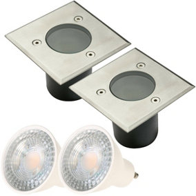 MYAH - CGC Two Square Small With Bulbs Stainless Steel Inground Or Decking Lights