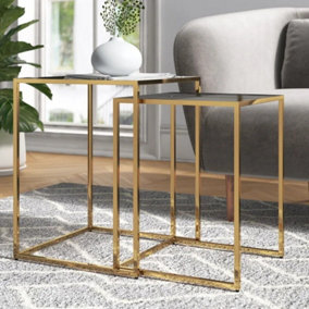 Myla Metal Nest Of 2 Table, Gold/Black