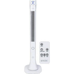 Mylek 122cm Oscillating Tower Fan Air Cooler With Ioniser, Bedroom Setting, Remote, 60w, 3 Speed Settings -White