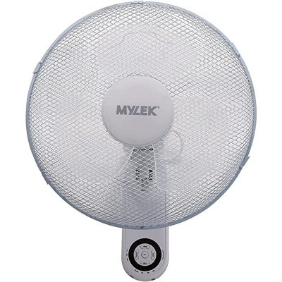 MYLEK 16" Wall Fan White - Oscillating Design with 3 Speed Settings & 2 Fan Modes - Remote Control or Manual - 6