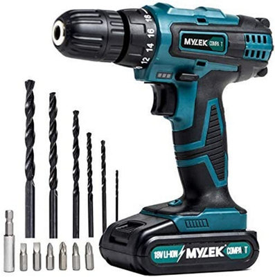 MYLEK 18V Cordless Drill Driver with Two Li ion Batteries And UK