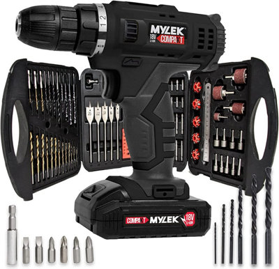 MYLEK 18V Cordless Drill Li-ion Electric Driver Set With 131 DIY Accessory Set