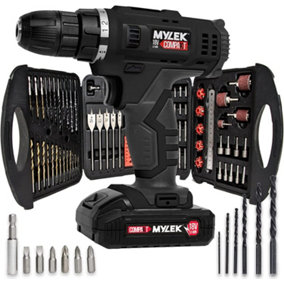 MYLEK 18V Cordless Drill Li-ion Electric Driver Set With 131 DIY Accessory Set