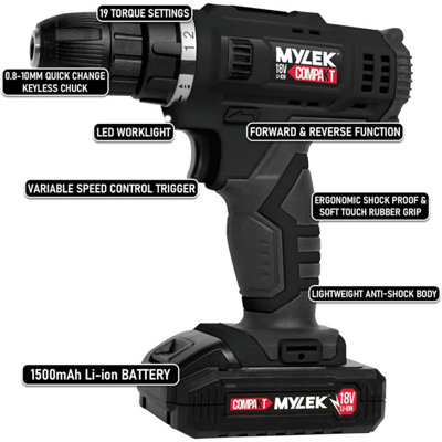 Mylek compakt best sale 18v cordless drill