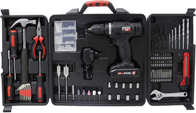 MYLEK 18V Cordless Li-ion Drill And 130 Piece DIY  Home Kit With Carry Case - 4