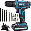 MYLEK 18V Cordless Li-ion Drill And Screwdriver Set With 13 Piece Accessory Kit