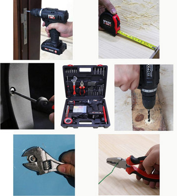 MYLEK 18V Cordless Li-ion Drill Complete With DIY 90 Piece Tool Kit And Carry Case - 3