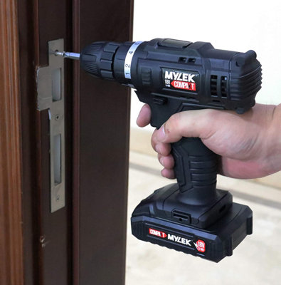 MYLEK 18V Cordless Li-Ion Drill With 151 Accessory DIY Kit - 7