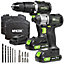 Mylek 20V Li-ion Cordless Drill & Impact Driver Brushless Combo Set with LED Light, 2000Ah Batteries and Fast Chargers, Forward An