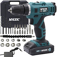 MYLEK 21V Cordless Drill Electric Li-ion Screwdriver Set, 2 Speed, Fast Charge, Variable Speed