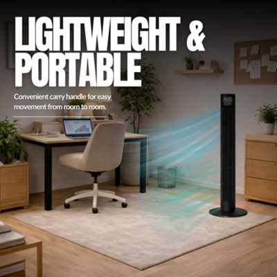 Mylek 39.4 Tower Fan Black with Remote Control, 4 Speeds & Modes ...
