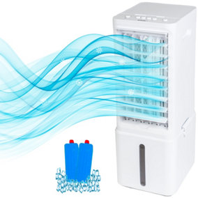 MYLEK Air Cooler Portable, 65W, 8ltr Evaporative Electric Humidifier, Mobile Air Purifier With Oscillating Louvres