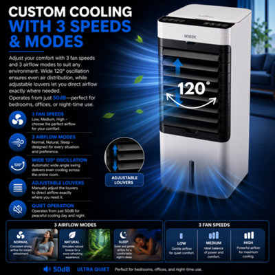 MYLEK Air Cooler Portable Evaporative Fan 75W Large 6L Water Tank ...
