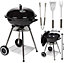 Mylek Charcoal BBQ Grill Round Portable Kettle 17" With 3 Piece Cooking Utensils