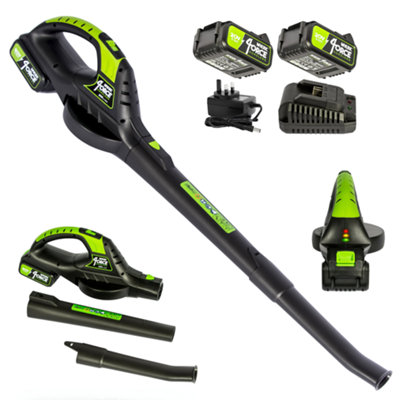 MYLEK Cordless Leaf Blower 20V Li-ion With 2 x 4000mAh Battery & Fast Charger Two Speed Battery Indicator LED