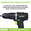 Mylek Cordless Li-ion Drill 20V Brushless Driver Impact Hammer Action Combi Set with 2.0Ah Battery And Fast Charger
