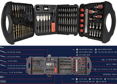 Mylek Drill Bit Set 118 Piece DIY HSS Titanium For Steel, Metal, Wood, Plastic, Screwdriver