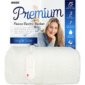Mylek Electric Blanket Single Size Bed Premium Fleece Underblanket Dual Control with Elasticated Skirt