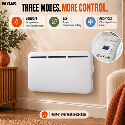 MYLEK Electric Panel Heater - Wall Mounted or Free Standing 1500w