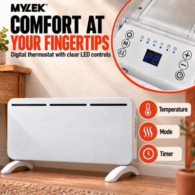 MYLEK Electric Panel Heater - Wall Mounted or Free Standing 2000w