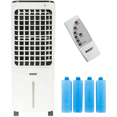 MYLEK Evaporative Air Cooler 8ltr Electric Humidifier Remote Control, Oscillating Louvres, 75W, 3 Speed Settings, Timer
