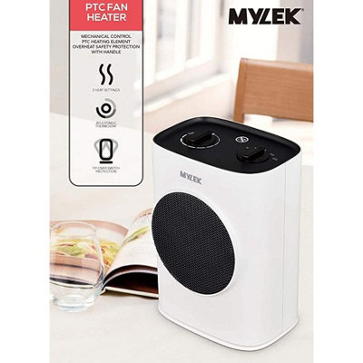 MYLEK Fan Heater Ceramic PTC 1.5kW 2 Heat Settings Tip Over Protection Adjustable Thermostat - 4