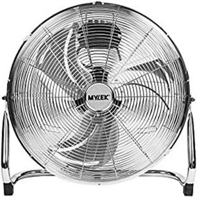 MYLEK High Velocity Floor Fan Air Circulator Industrial Cooling 18 Inch Cool Cold Chrome - 3 Speed Portable - Adjustable Tilt