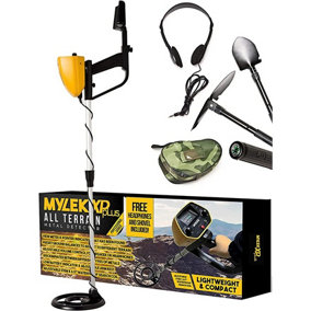 MYLEK Metal Detector Waterproof Complete with Bag, Headphones, Shovel & Pick/Compass Tool Kit