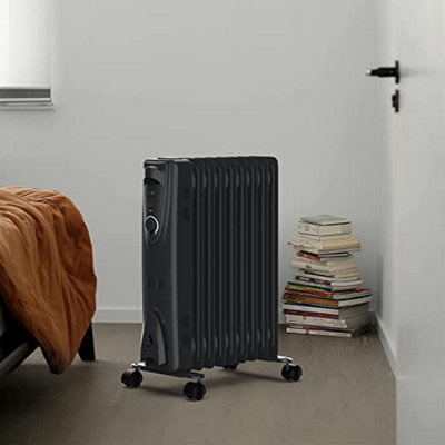 MYLEK Oil Filled 2000w Heater Radiator Thermostat 3 Heat Settings Charcoal Grey - 5