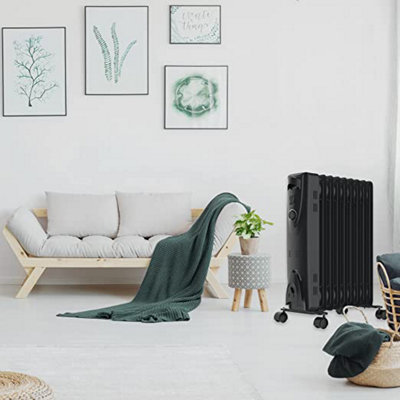 MYLEK Oil Filled 2000w Heater Radiator Thermostat 3 Heat Settings Charcoal Grey - 6