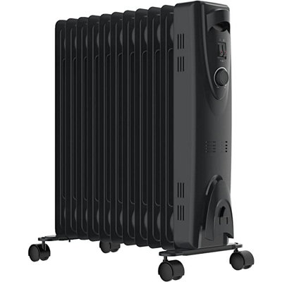 MYLEK Oil Filled 2500w Heater Radiator Thermostat 3 Heat Settings Charcoal Grey