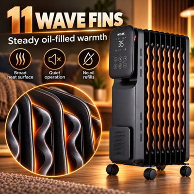 MYLEK Oil Filled Digital Smart WiFi App Enabled Heater - 3 Heat Settings & 24-Hour Timer 2500w