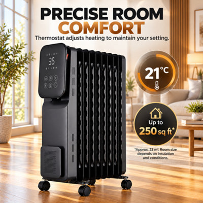 MYLEK Oil Filled Digital Smart WiFi App Enabled Heater - 3 Heat Settings & 24-Hour Timer 2500w