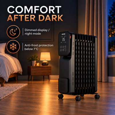 MYLEK Oil Filled Digital Smart WiFi App Enabled Heater - 3 Heat Settings & 24-Hour Timer 2500w