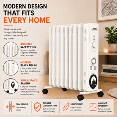 Mylek Oil Filled Electric Portable Heater Radiator with Adjustable ...