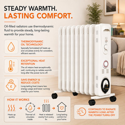 Mylek Oil Filled Electric Portable Heater Radiator with Adjustable ...