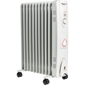 Mylek Oil Filled Electric Portable Heater Radiator with Adjustable Thermostat 2500w With Timer