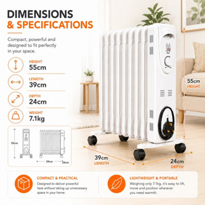 Mylek Oil Filled Electric Portable Space Heater Radiator with ...