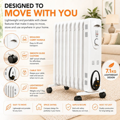 Mylek Oil Filled Electric Portable Space Heater Radiator with ...