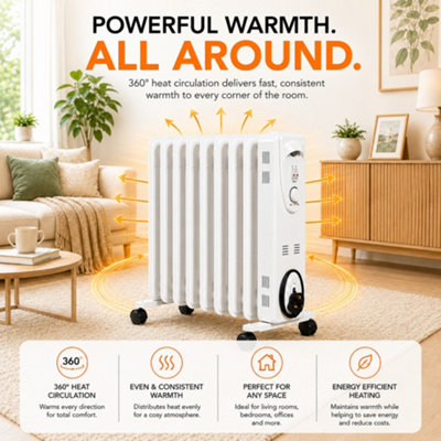 Mylek Oil Filled Electric Portable Space Heater Radiator with ...